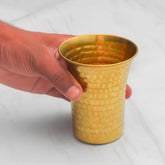 Pure Brass Waterfall Glass with Hammered Finish - Lacquered for Shine & Protection